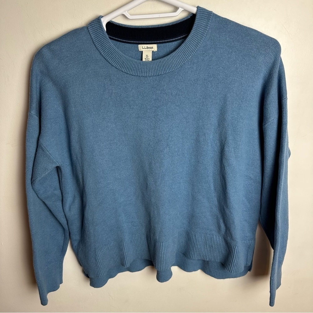 L. L. Bean Crewneck Sweater Women’s Size XLP Petite Jumper Cotton Cashmere Blue